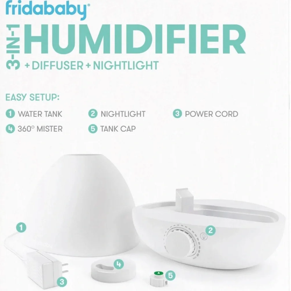 Fridababy 3-in-1 Humidifier with Diffuser and Nightlight - White